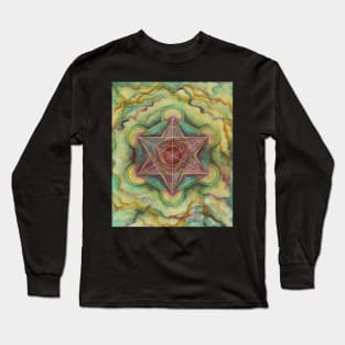 Metatron's Cube Painting Sacred Geometry Long Sleeve T-Shirt